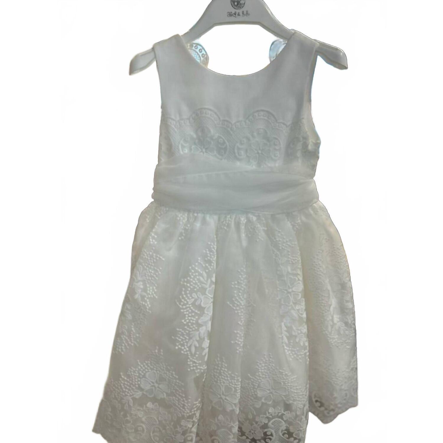 New Abel & Lula Girl's Organza Embroidered Occasion Dress In White